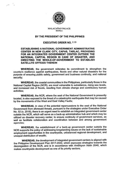 administrative center syllatiles|Executive Order No. 119 .